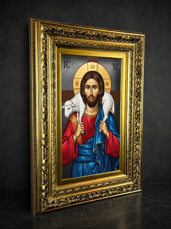Исус Христ - Добри Пастир — икона на стаклу