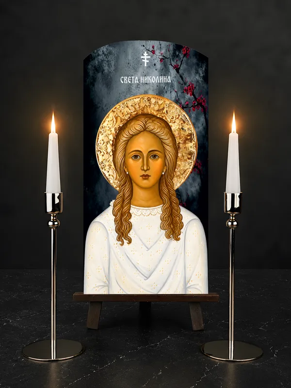Света Николина — икона на бибер црепу, позадина 7