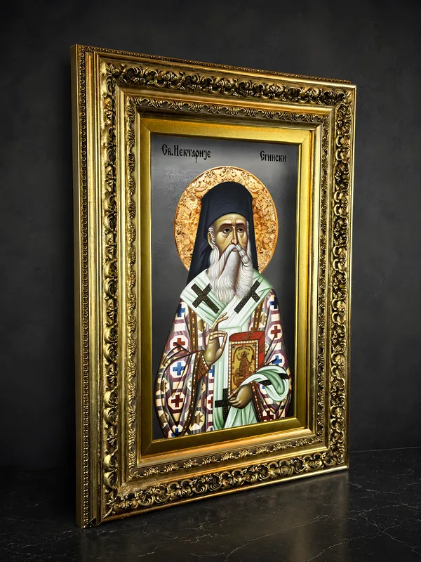 Свети Нектарије Егински — икона на стаклу
