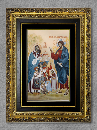 Свети Сава Благосиља Децу - Златни рам